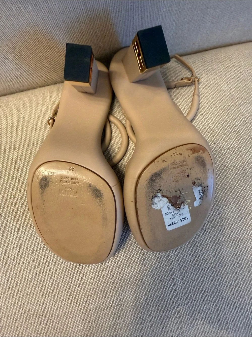 FENDI Nappa Baguette Ankle Strap 110mm Platform Sandals 36